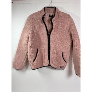 Hurley Womens Pink Sherpa Fleece Full Zip Quilted Lined Jacket Large HUR022MVE